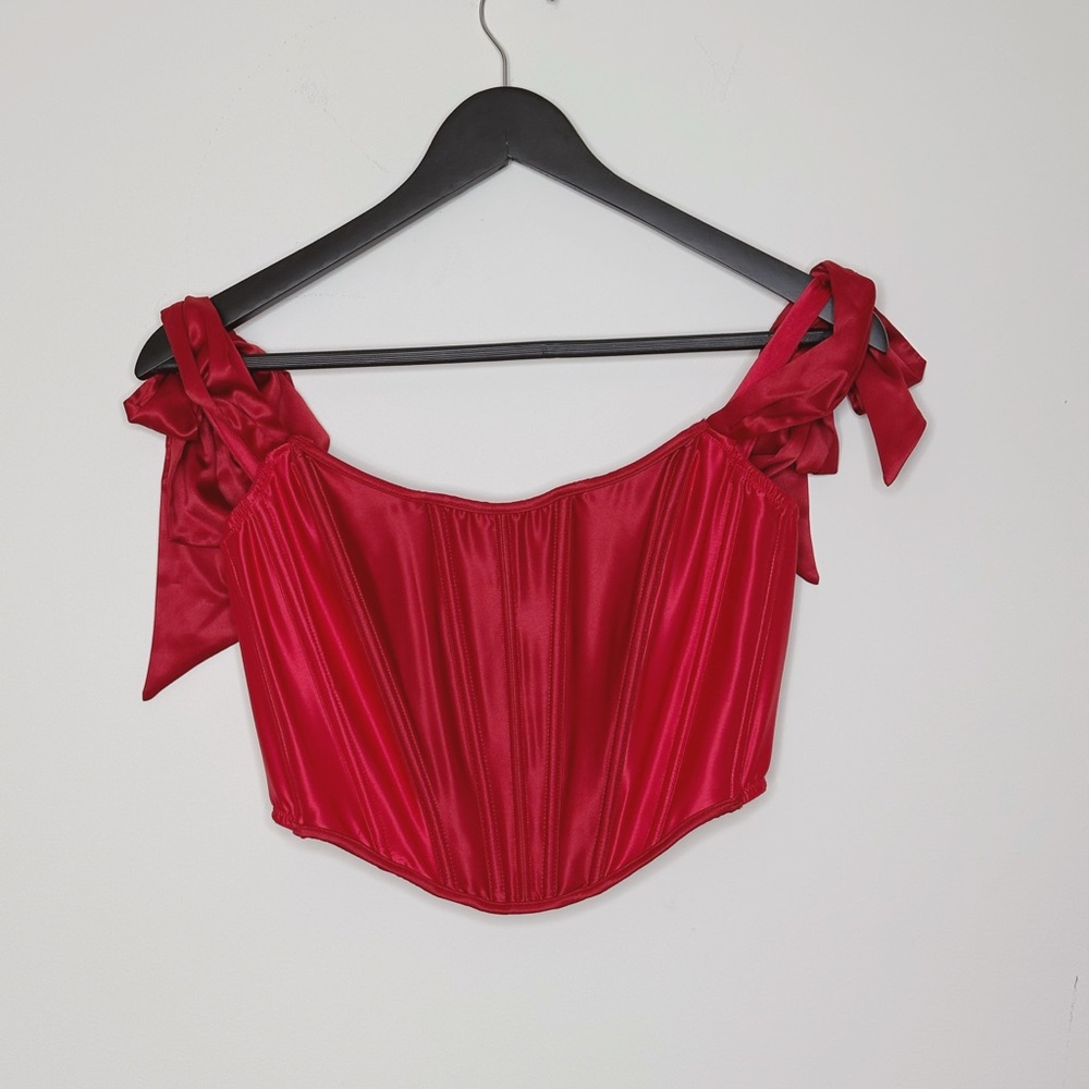 Victoria's Secret Dream Angels satin Bow-tied corset top size M